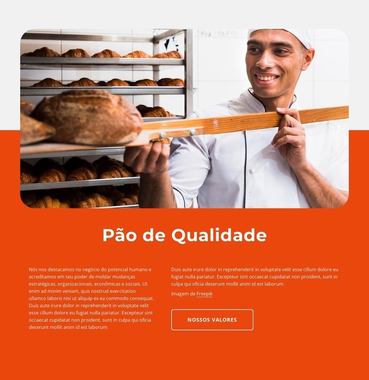 Pão de qualidade Landing Page