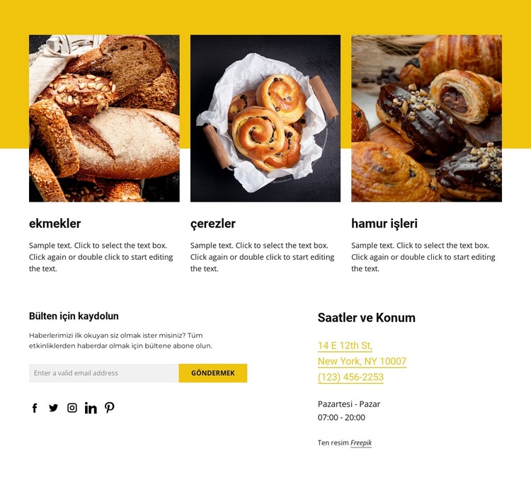 Taze, el yapımı ekmek Web Sitesi Şablonu