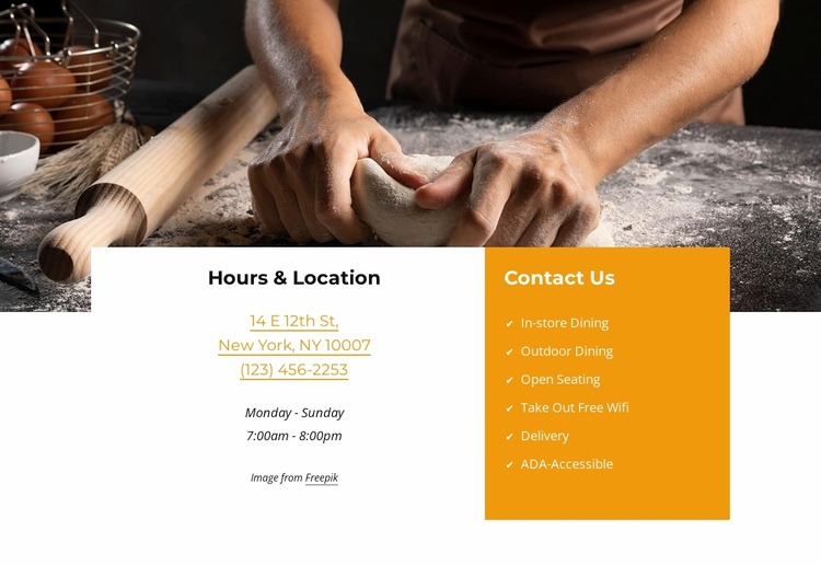 Hours and location WordPress Website Builder