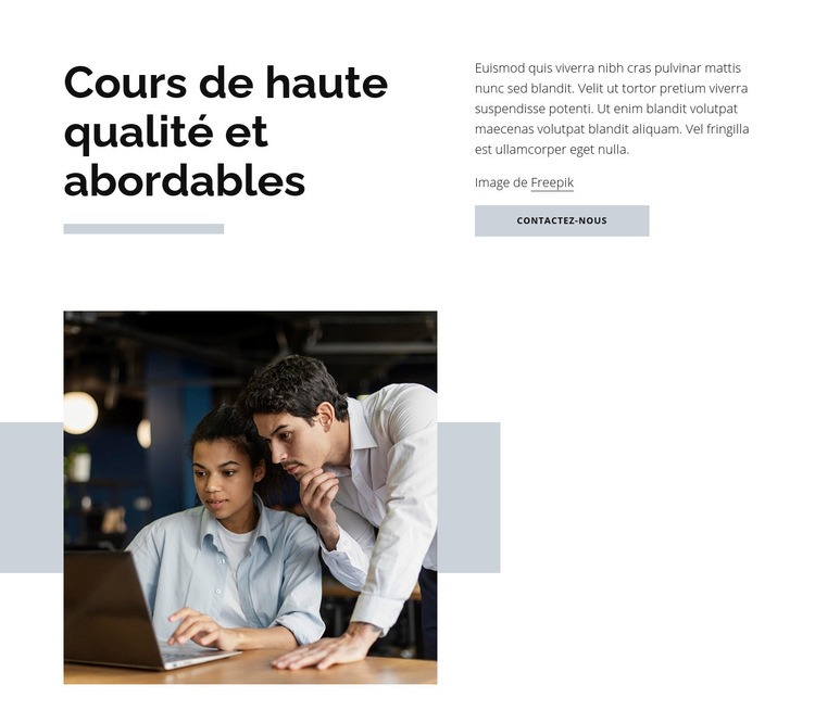 Cours de haute qualité Modèles de constructeur de sites Web