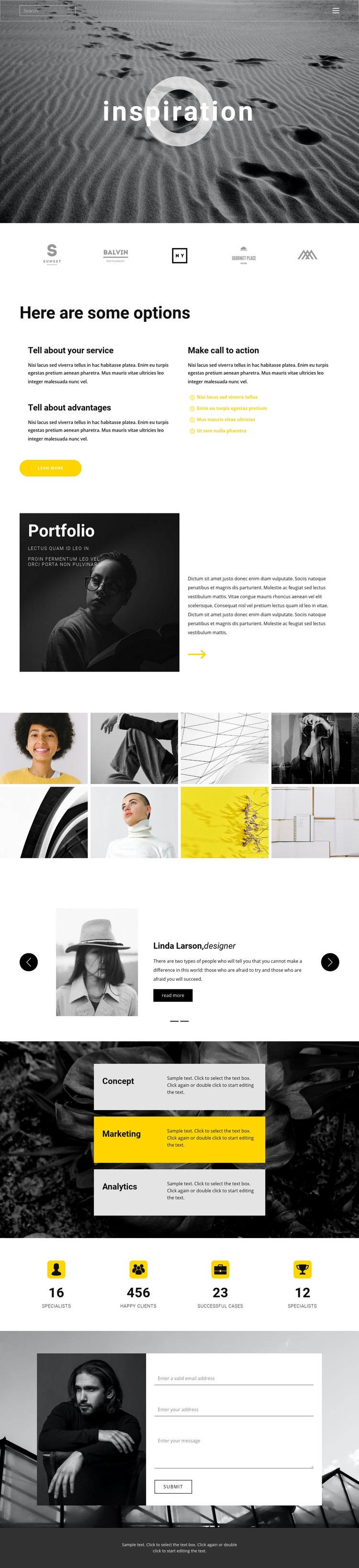 Inspiration for creativity Homepage Design