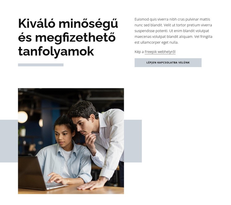 Kiváló minőségű tanfolyamok Weboldal sablon