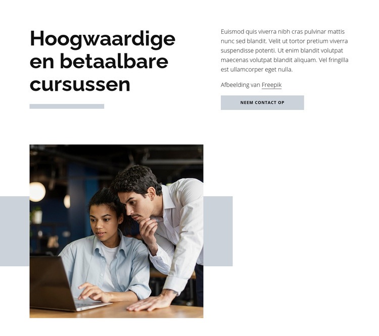 Hoogwaardige cursussen Website Builder-sjablonen