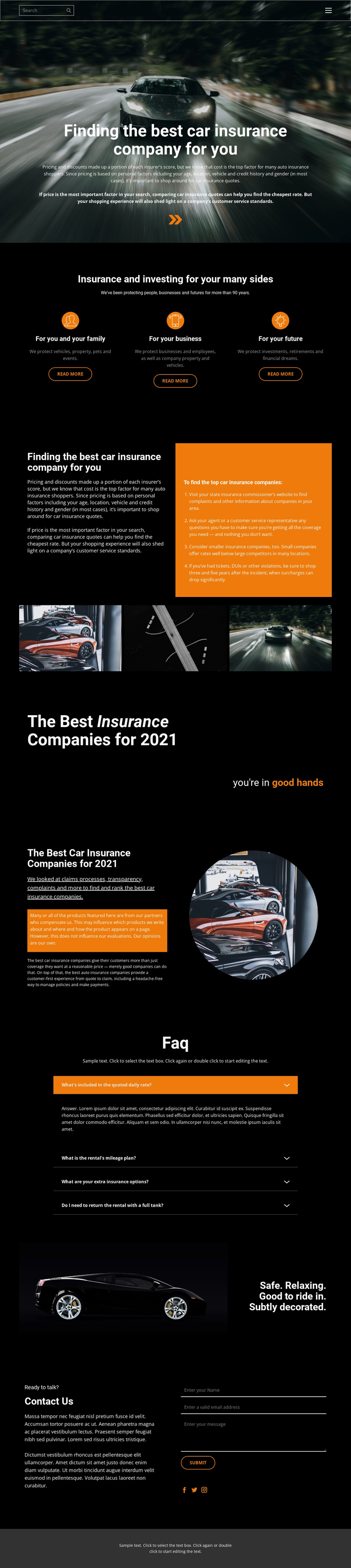 Transport insurance One Page Template