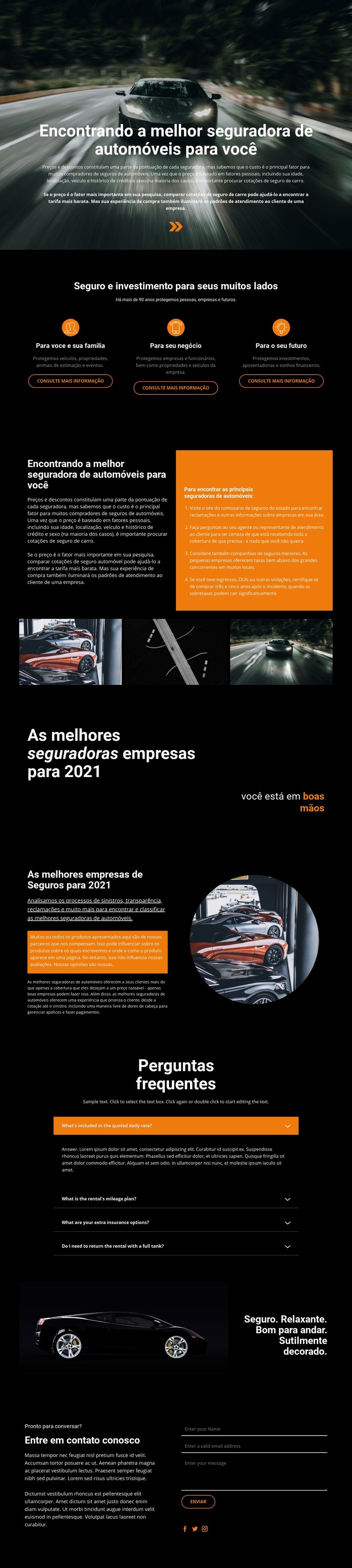 Seguro de transporte Landing Page