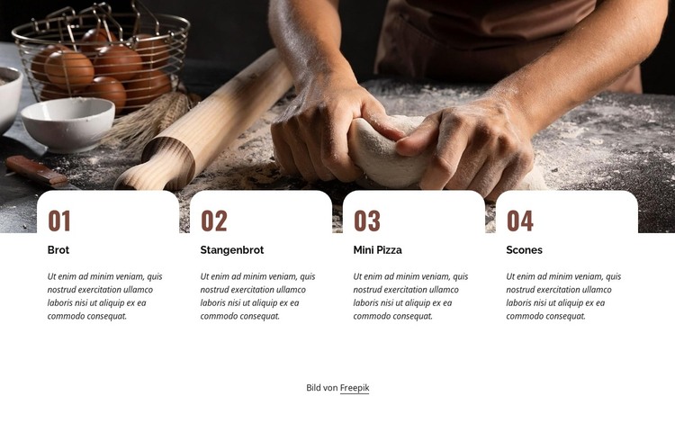 Hochwertige Zutaten und selbstgemachtes Backen HTML-Vorlage