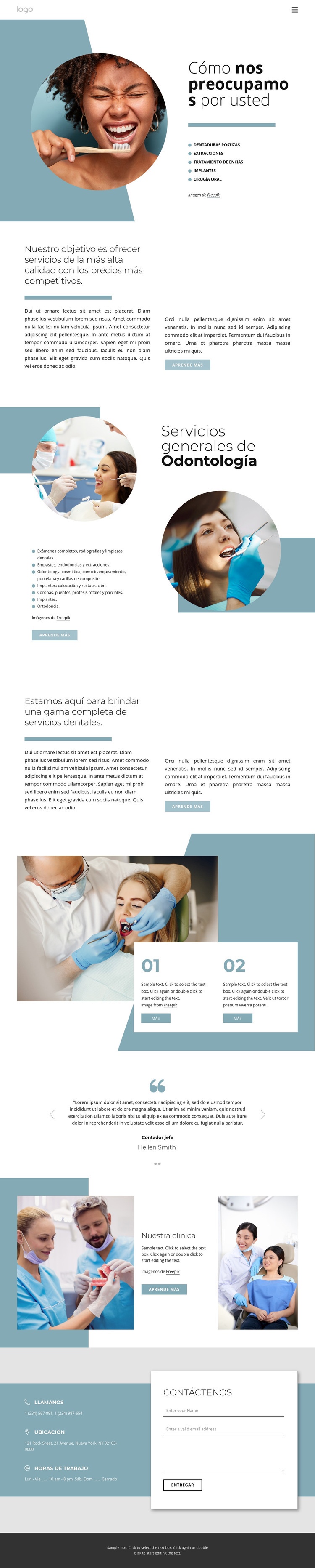 Servicios dentales de alta calidad Maqueta de sitio web