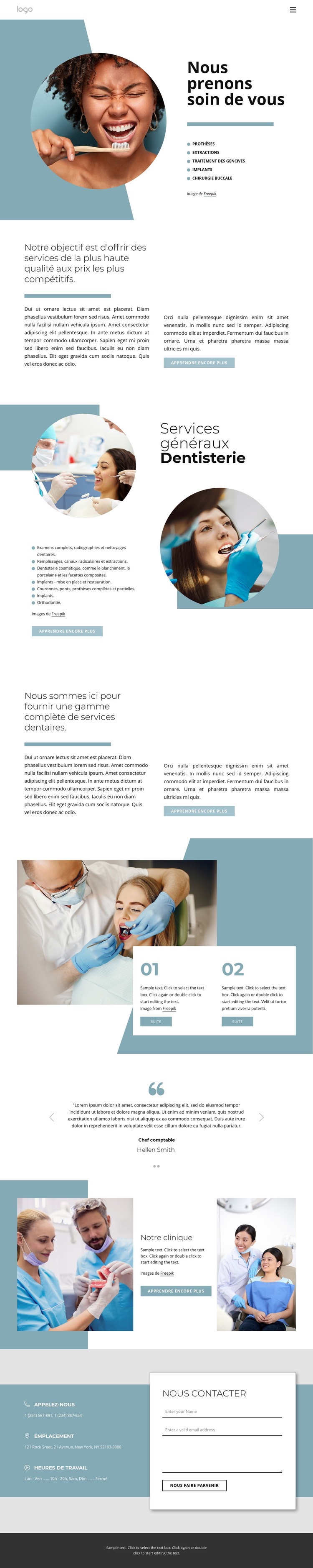 Services dentaires de haute qualité Maquette de site Web