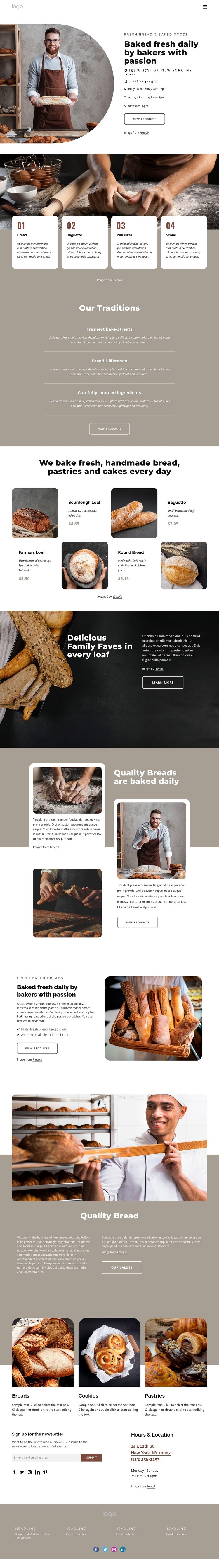 Bakery products Homepage Design