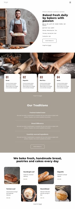 Bootstrap Theme Variations For Bakery Products