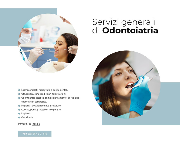 Servizi di odontoiatria generale Modello di sito Web