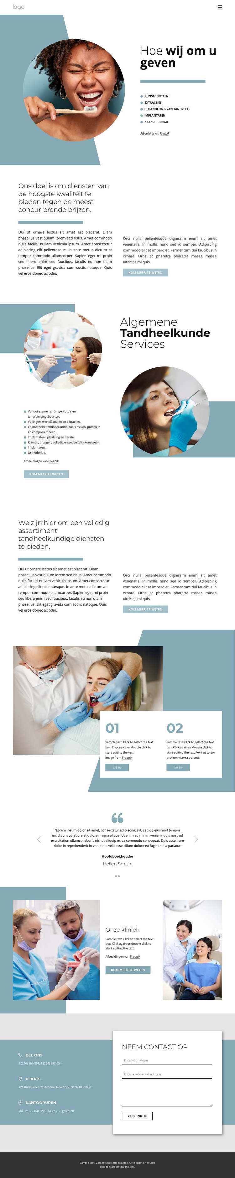 Tandheelkundige diensten van hoge kwaliteit Website mockup