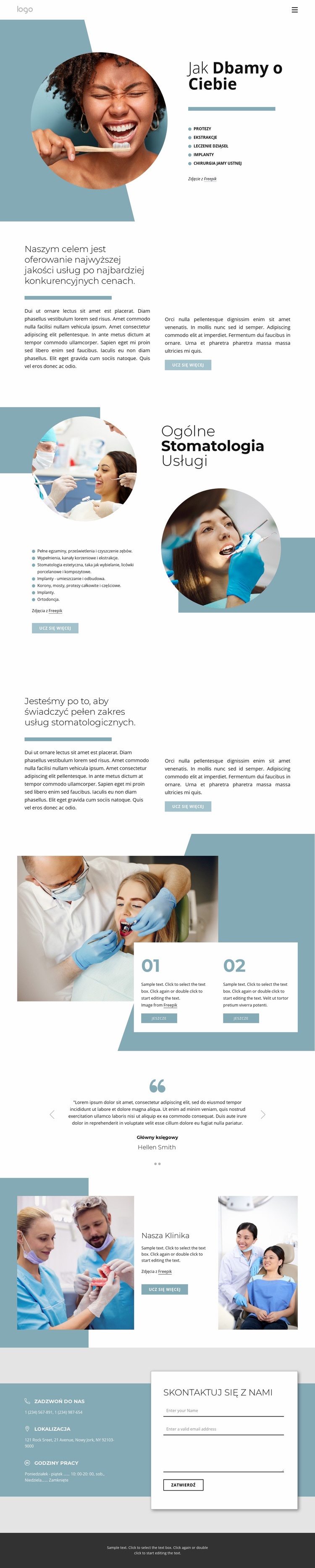 Wysokiej jakości usługi stomatologiczne Makieta strony internetowej