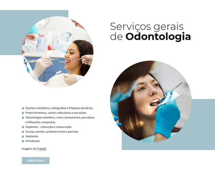 Serviços de odontologia geral Modelos de construtor de sites