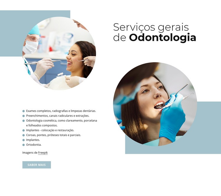 Serviços de odontologia geral Maquete do site