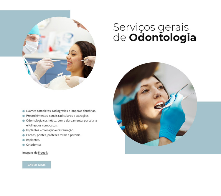 Serviços de odontologia geral Tema WordPress