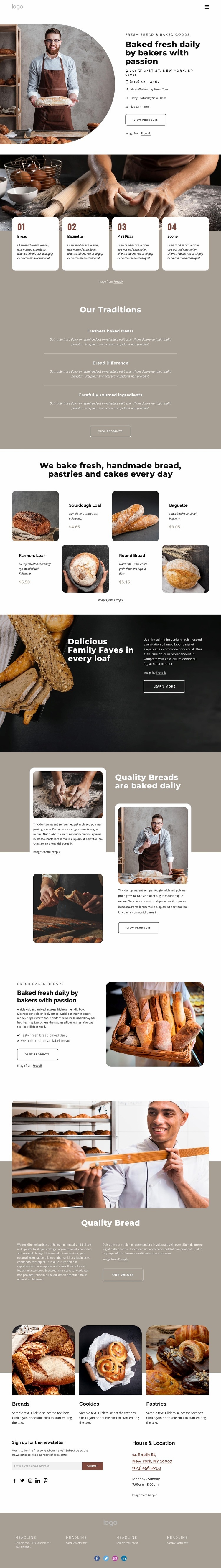 Bageriprodukter Html webbplatsbyggare