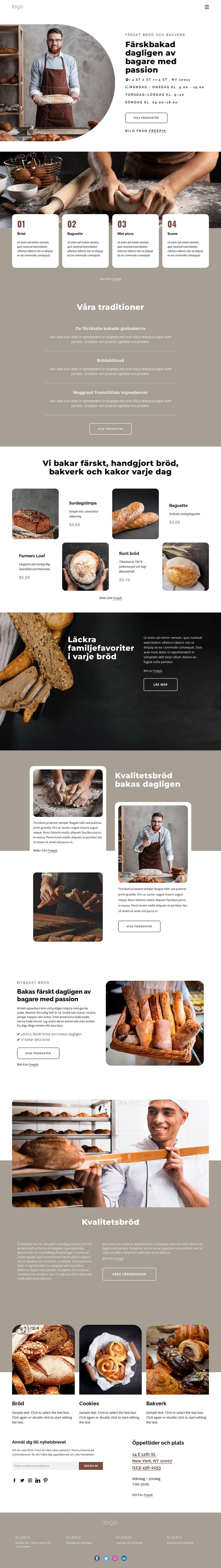 Bageriprodukter CSS -mall