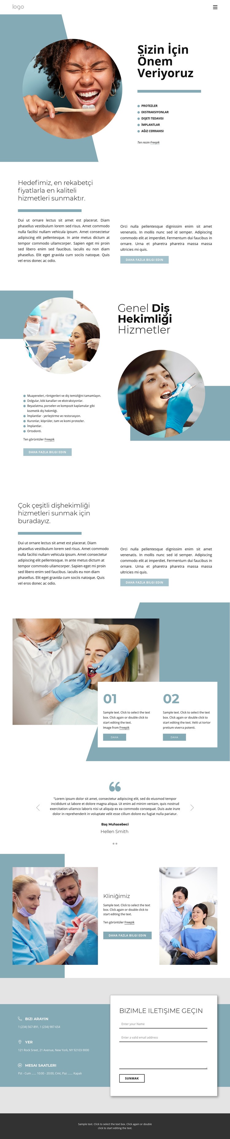 Yüksek kaliteli diş hizmetleri Web Sitesi Mockup'ı