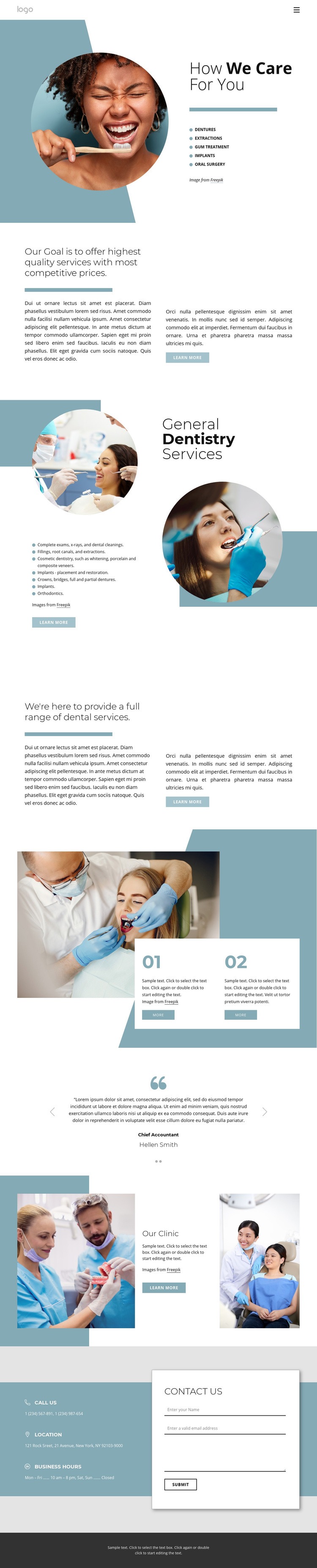 Hight quality dental services Web Page Design