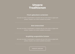 Unsere Traditionen - Einfache HTML-Vorlage