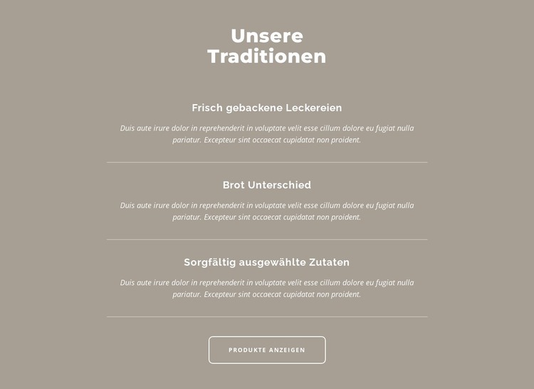 Unsere Traditionen HTML-Vorlage