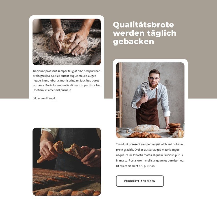 Qualitätsbrote werden täglich gebacken Website Builder-Vorlagen