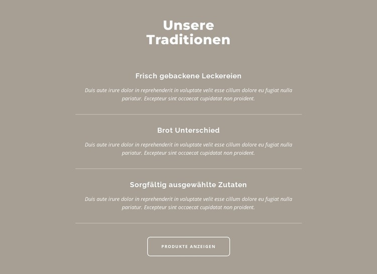 Unsere Traditionen Website-Modell