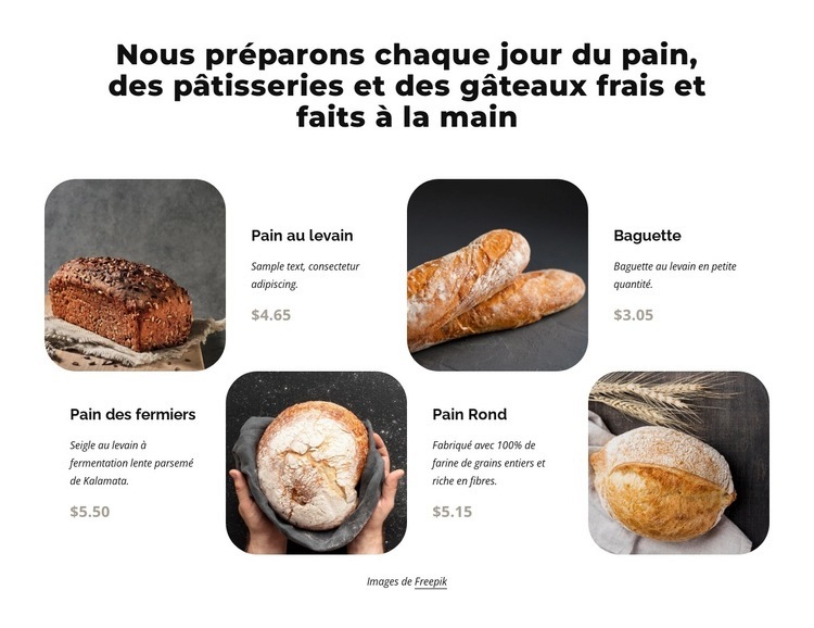 Pain artisanal Modèle d'une page