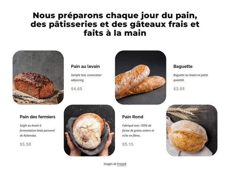 Pain artisanal Page de destination