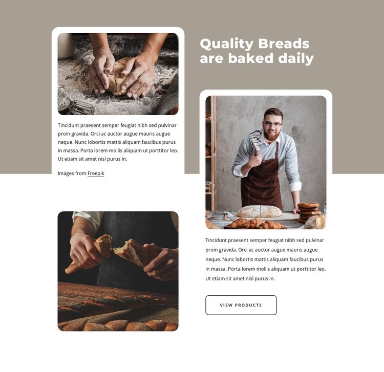 Quality breads are baked daily Homepage Design