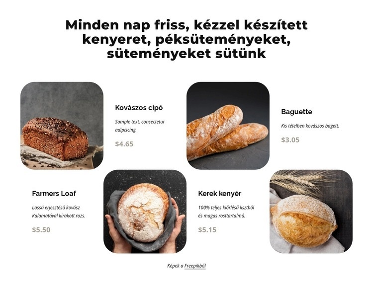 Kézzel készített kenyér Weboldal tervezés