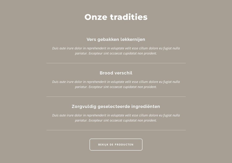 onze tradities Website ontwerp