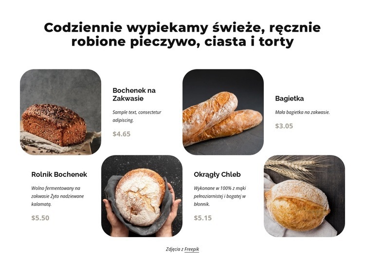 Chleb wyrabiany ręcznie Projekt strony internetowej