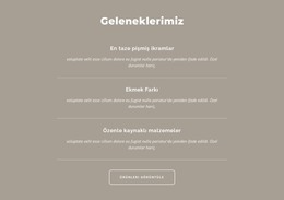 Geleneklerimiz Için Ana Sayfa Bölümleri