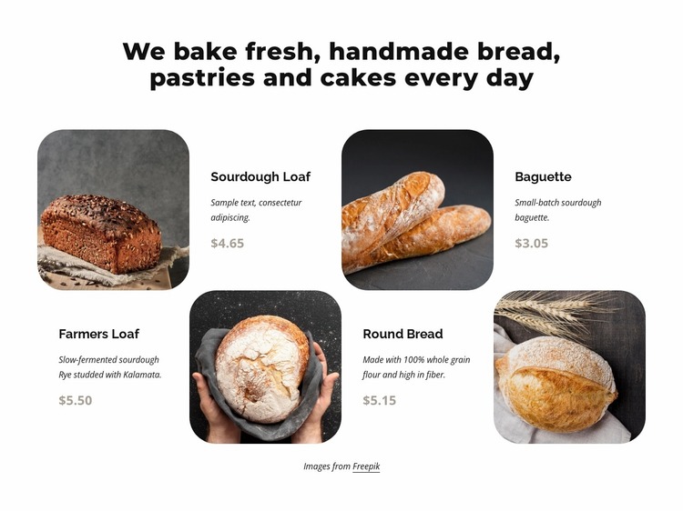 Handmade bread Website Mockup