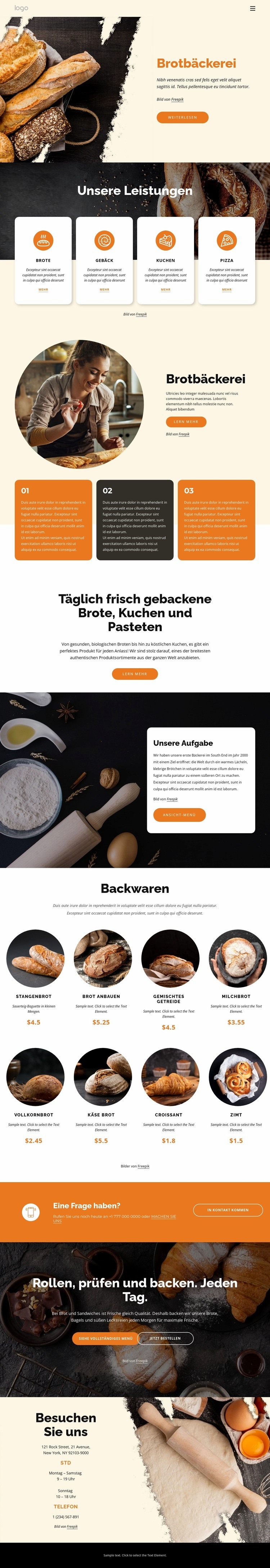 Brotbäckerei HTML Website Builder