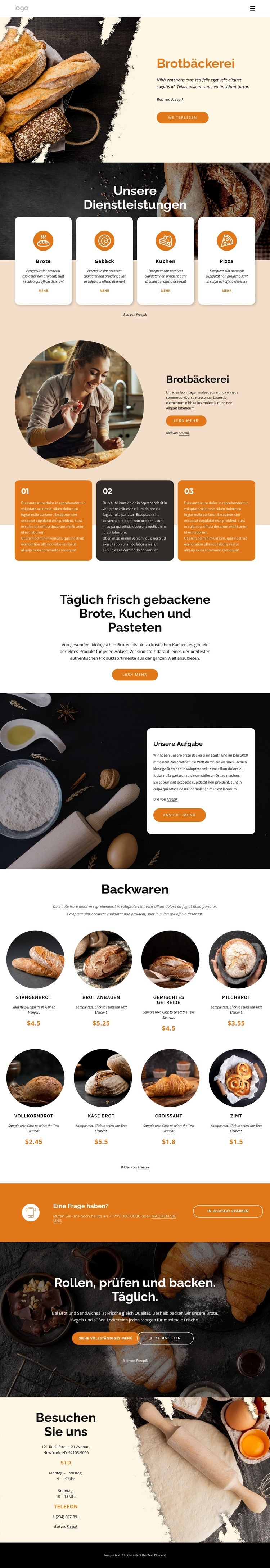 Brotbäckerei Landing Page