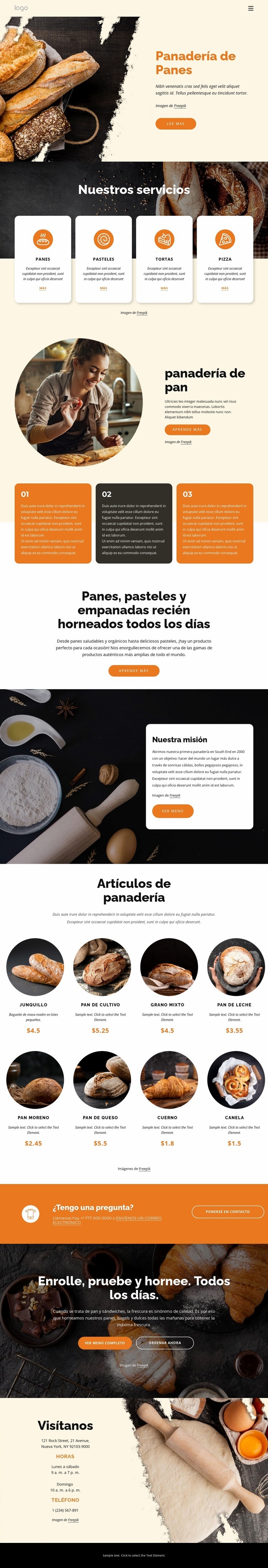 panadería panes Diseño de páginas web