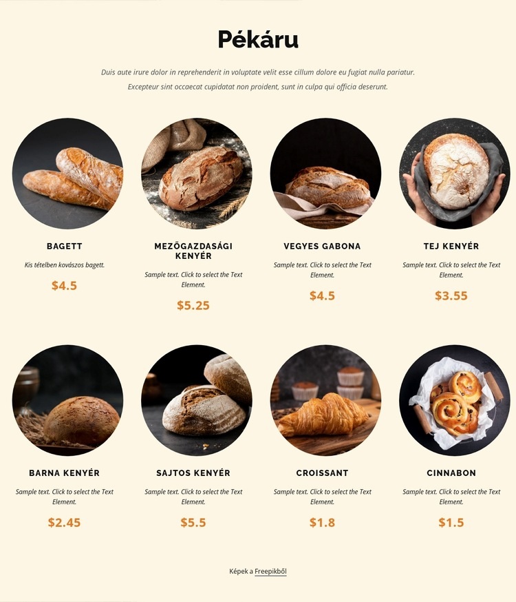 Kézzel készített friss kenyér naponta CSS sablon