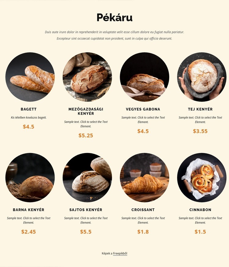 Kézzel készített friss kenyér naponta HTML Sablon