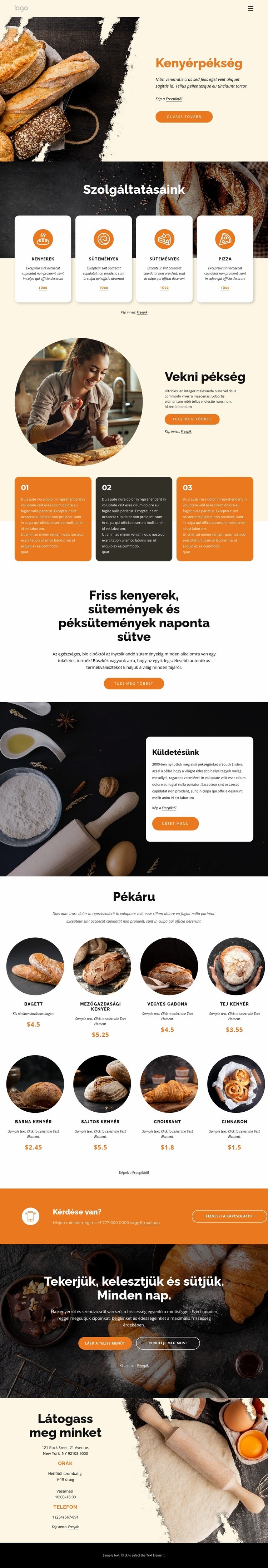 Kenyér pékség Weboldal tervezés