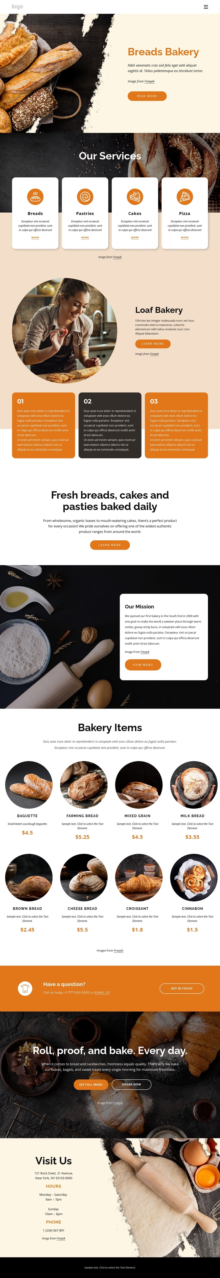 Breads bakery One Page Template