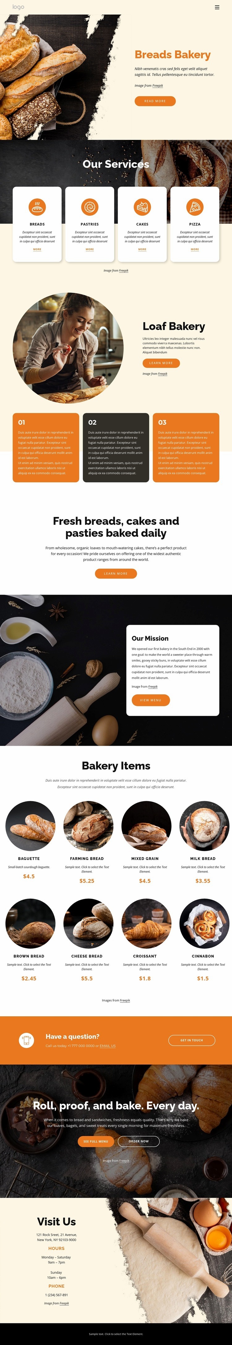 Breads bakery Web Page Design