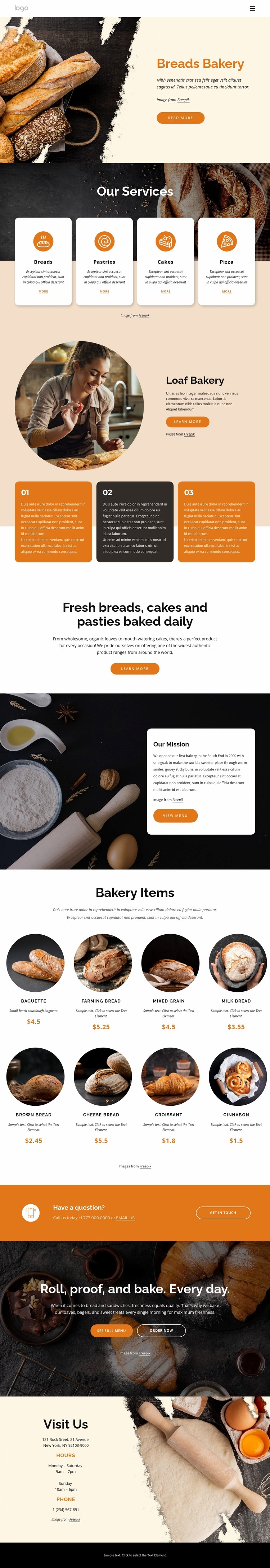 Breads bakery WordPress Website Builder