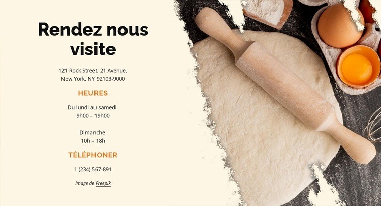 Visitez la boulangerie Maquette de site Web