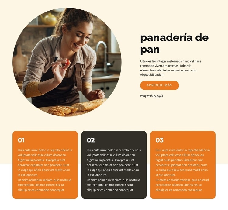 panes y pasteles Maqueta de sitio web