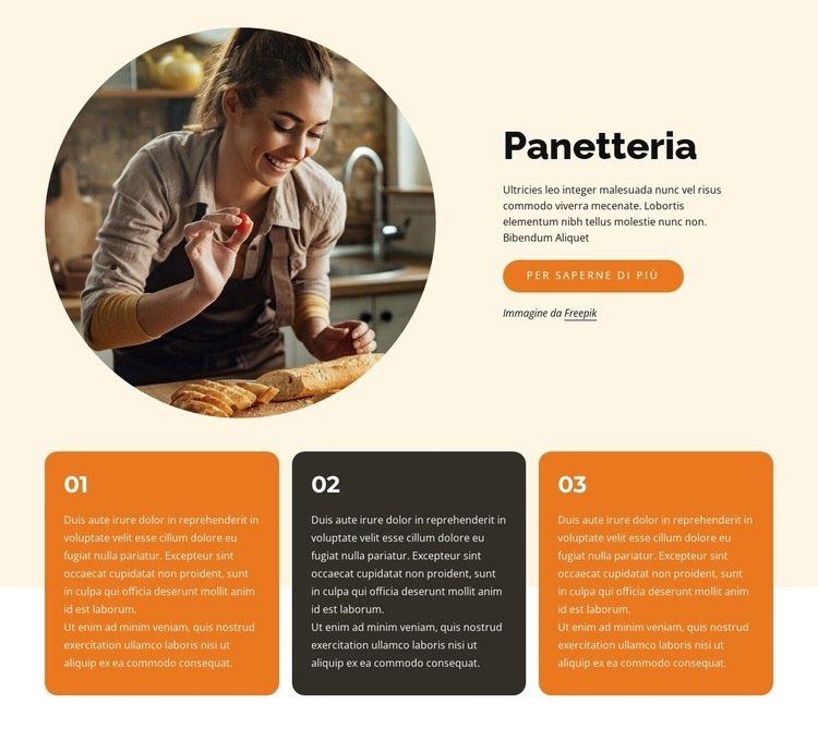 Pane e pasticcini Costruttore di siti web HTML