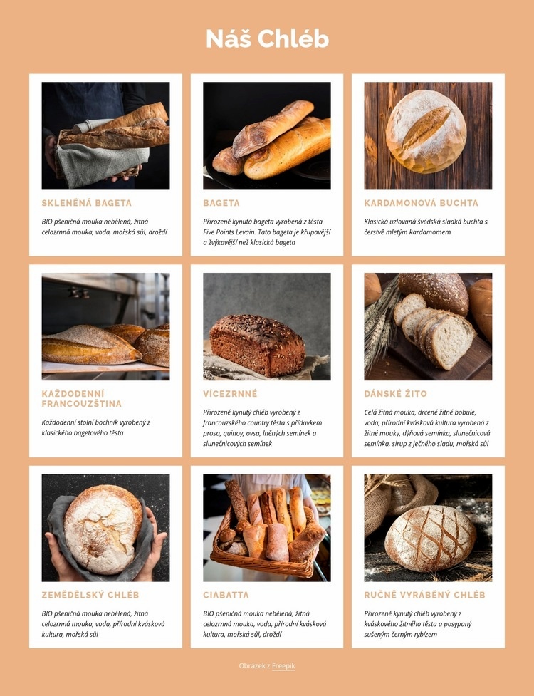 Poctivá pekárna čerstvého chleba Šablona CSS