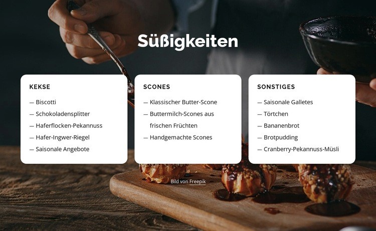 Plätzchen, Scones und anderes HTML Website Builder